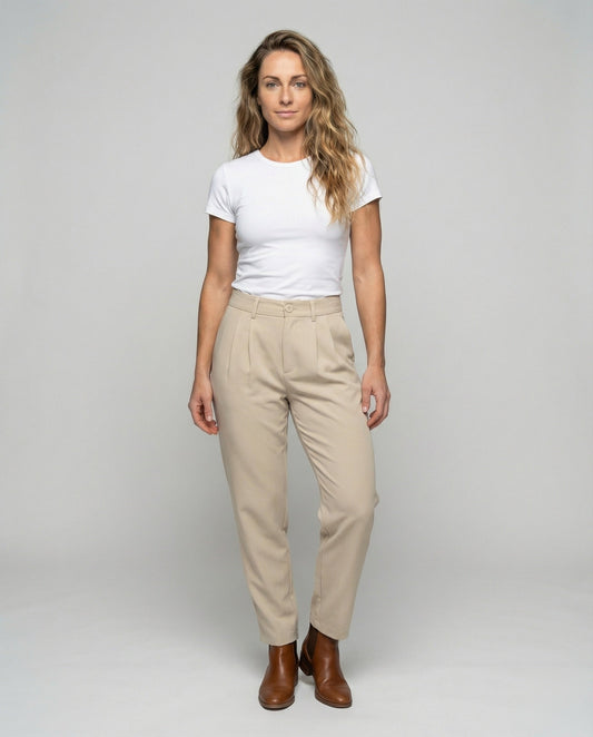 Damen Bundfaltenhose Gerades Bein - Eveloria