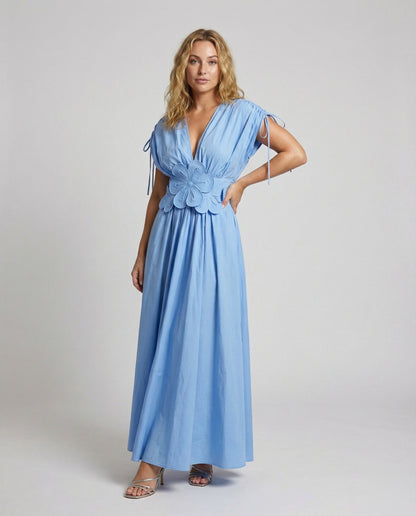 Damen Maxikleid Kaftan Puffärmel Elegantes Design - Eveloria