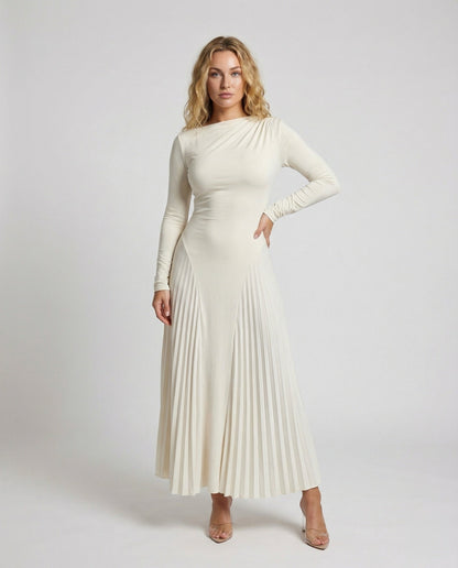 Damen Maxi-Kleid Plissiert Elegant Lang - Eveloria
