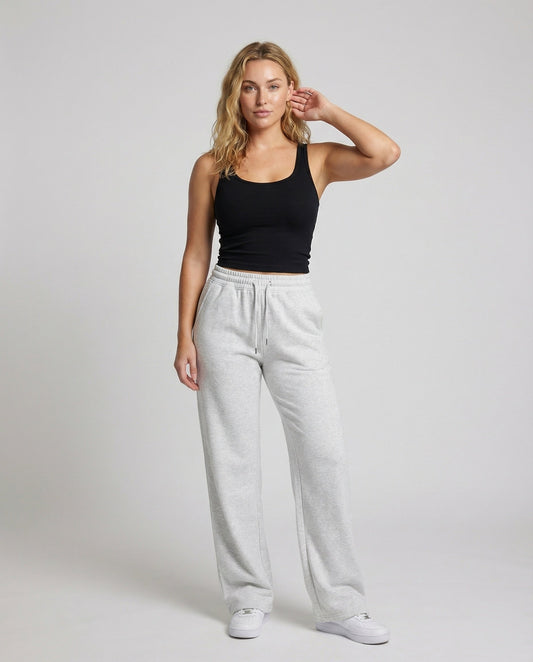 Damen Hochtaillierte Relaxhose Baumwoll-Frottee - Eveloria