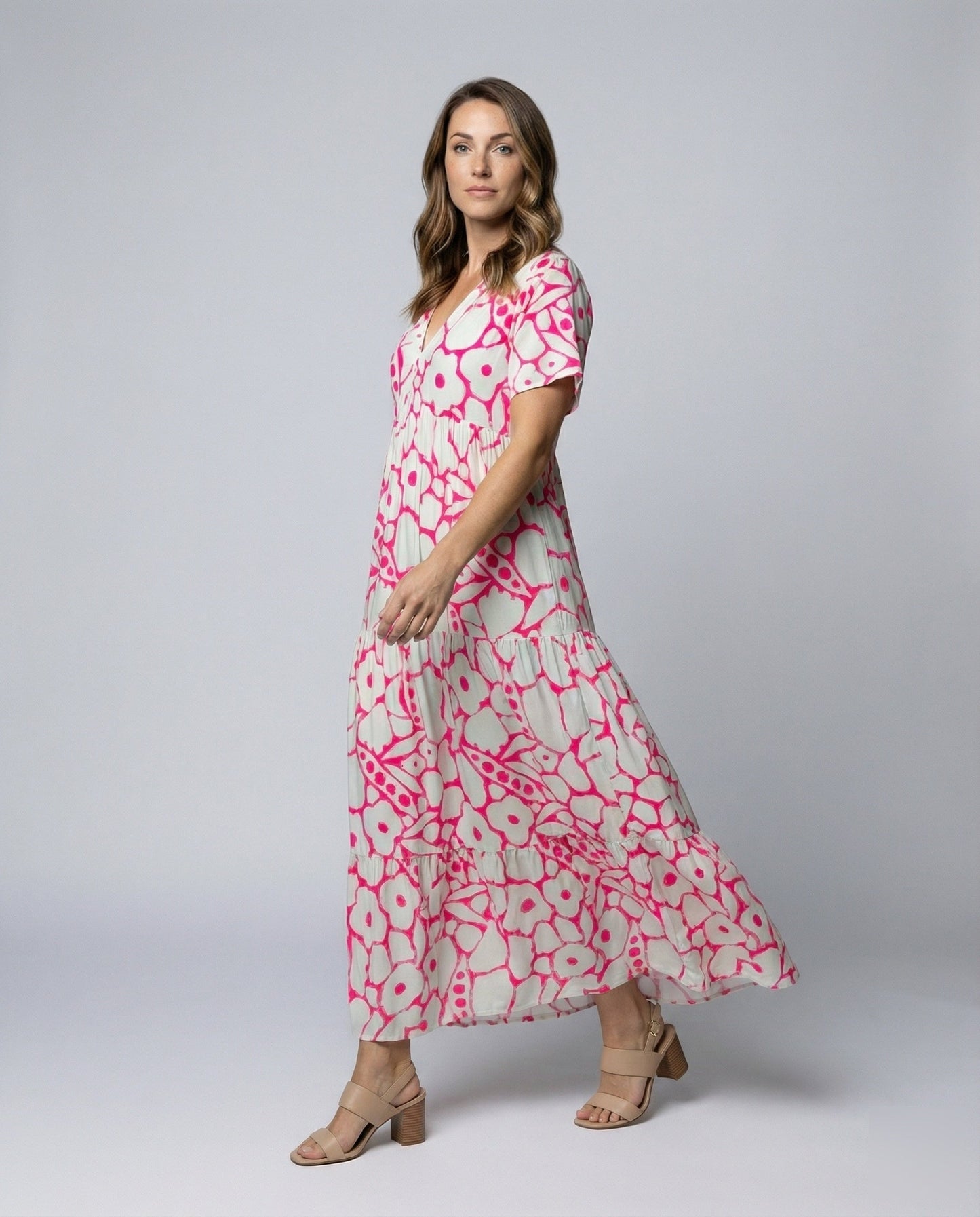 Damen Maxikleid Fließend Volant Saum - Eveloria