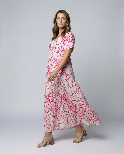 Damen Maxikleid Fließend Volant Saum - Eveloria