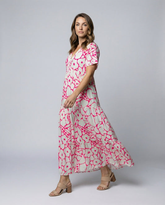 Damen Maxikleid Fließend Volant Saum - Eveloria