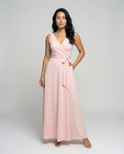 Damen Maxikleid Wickelfront Schwarz - Eveloria