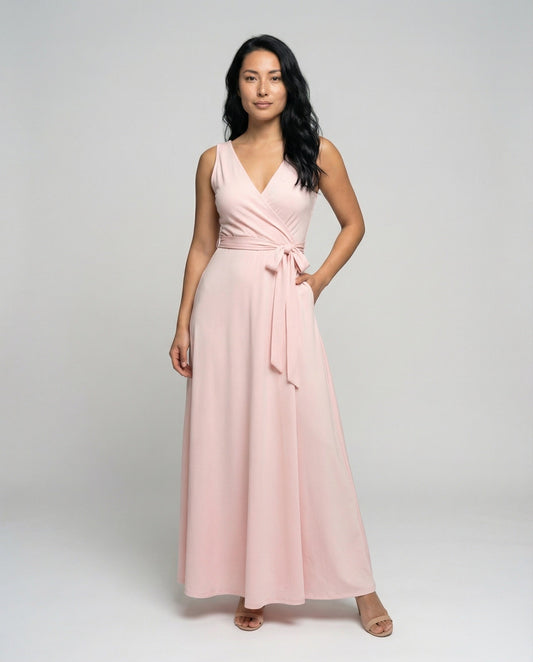 Damen Maxikleid Wickelfront Schwarz - Eveloria