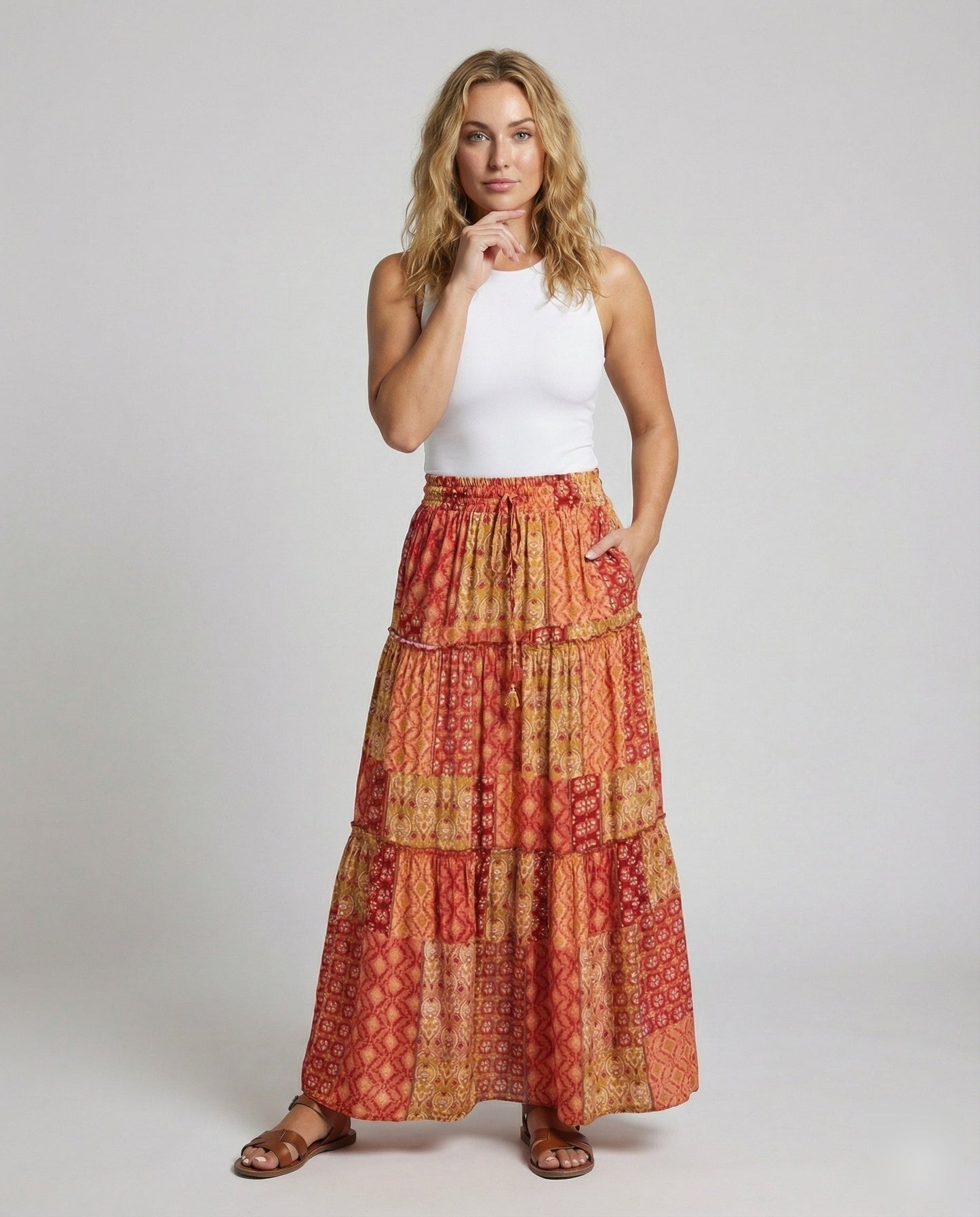 Damen Maxirock Patchwork-Boho-Stil - Eveloria
