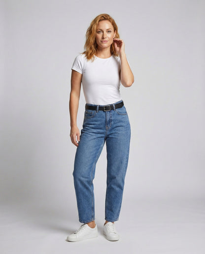 Damen Hochgeschnittene Jeanshose Konisches Bein - Eveloria