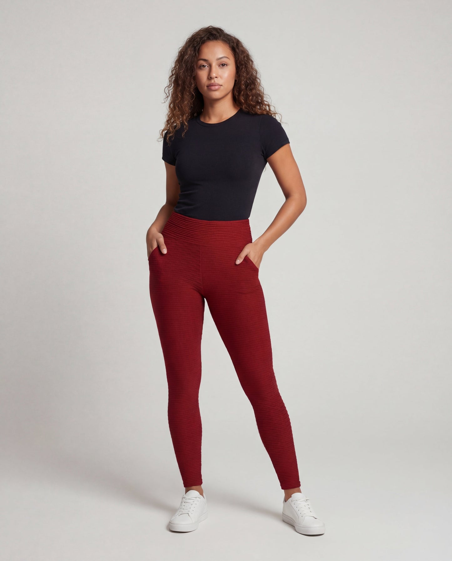Damen Leggings Hochgeschnitten Gesäßraffung Textur - Eveloria