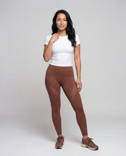 Damen Yoga-Leggings Hochgeschnitten Mesh-Einsätze Schwarz - Eveloria