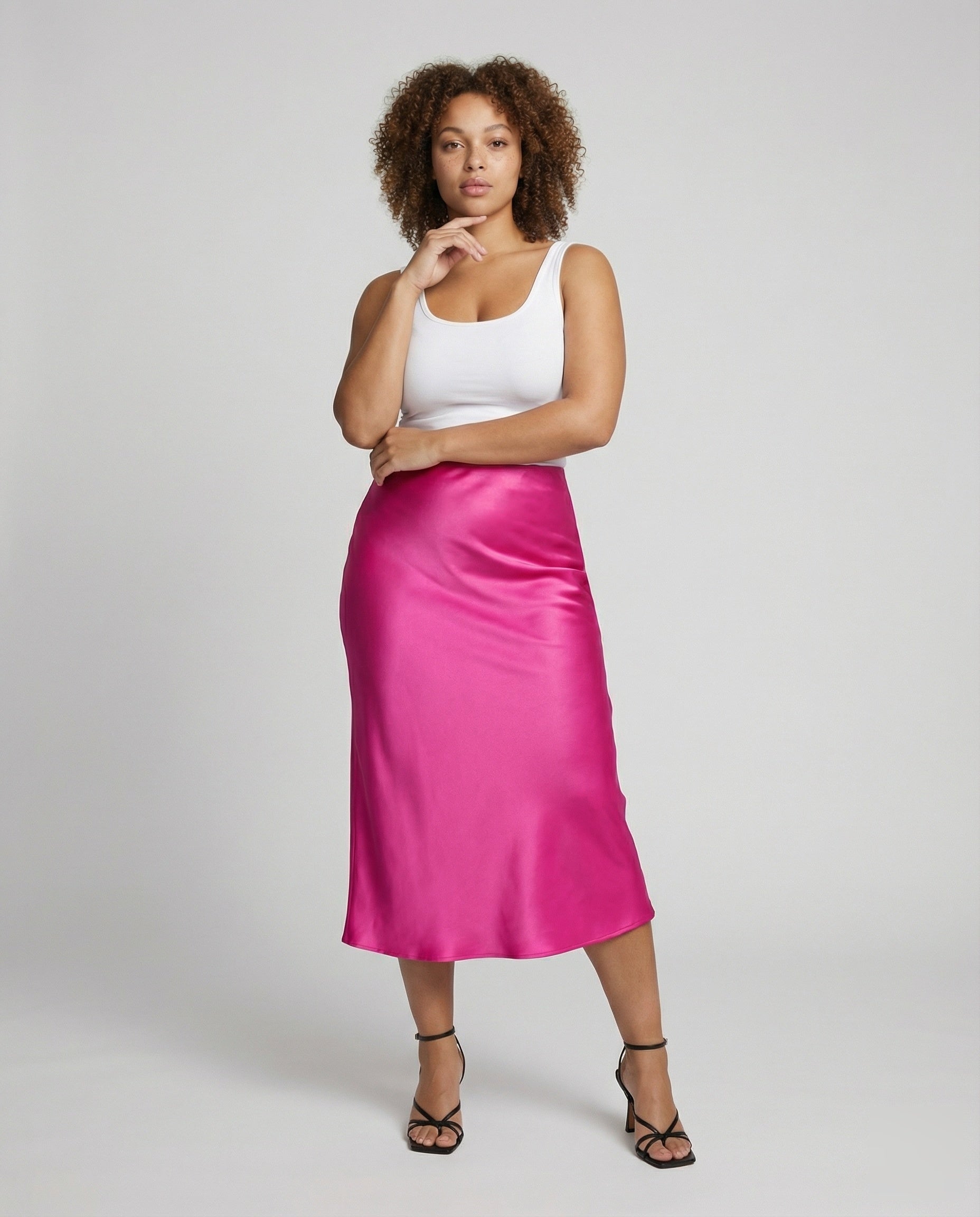 Damen Maxirock Satin Hochgeschnitten Schrägschnitt - Eveloria