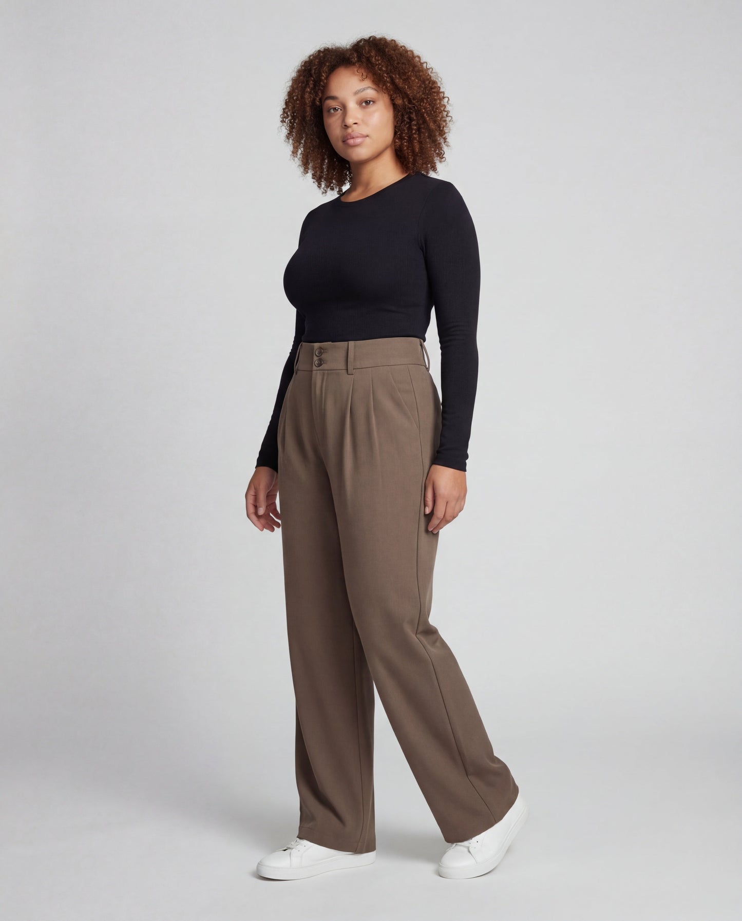 Damen Palazzo-Hose Hochtailliert Doppelknopf - Eveloria