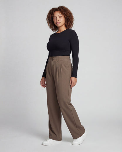 Damen Palazzo-Hose Hochtailliert Doppelknopf - Eveloria