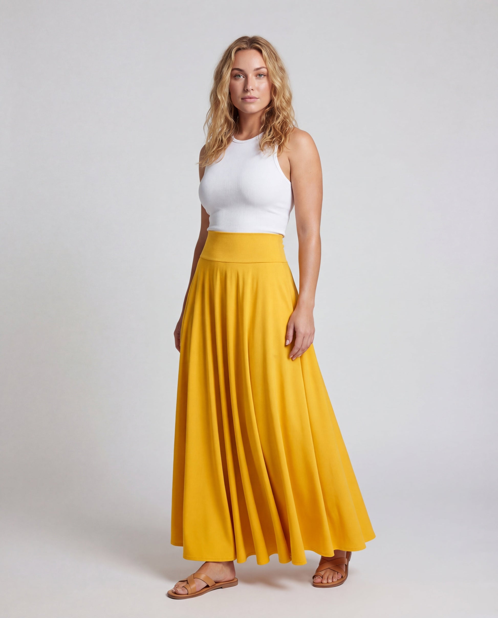 Damen Maxirock Rundschnitt Breites Taillenpanel - Eveloria