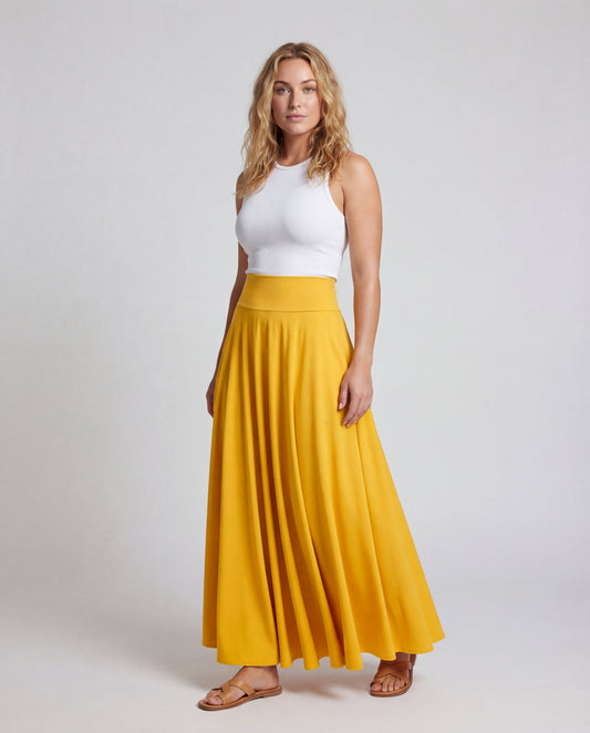 Damen Maxirock Rundschnitt Breites Taillenpanel - Eveloria