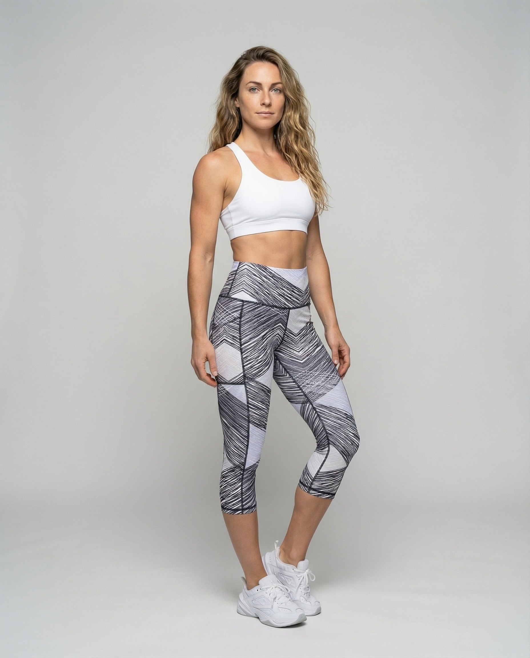 Damen Leggings Capri Scribble-Print - Eveloria