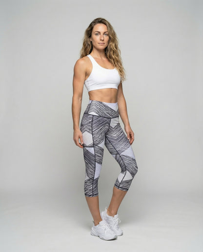 Damen Leggings Capri Scribble-Print - Eveloria