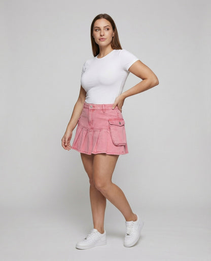 Damen Cargo-Minirock Kurz Faltenrock - Eveloria