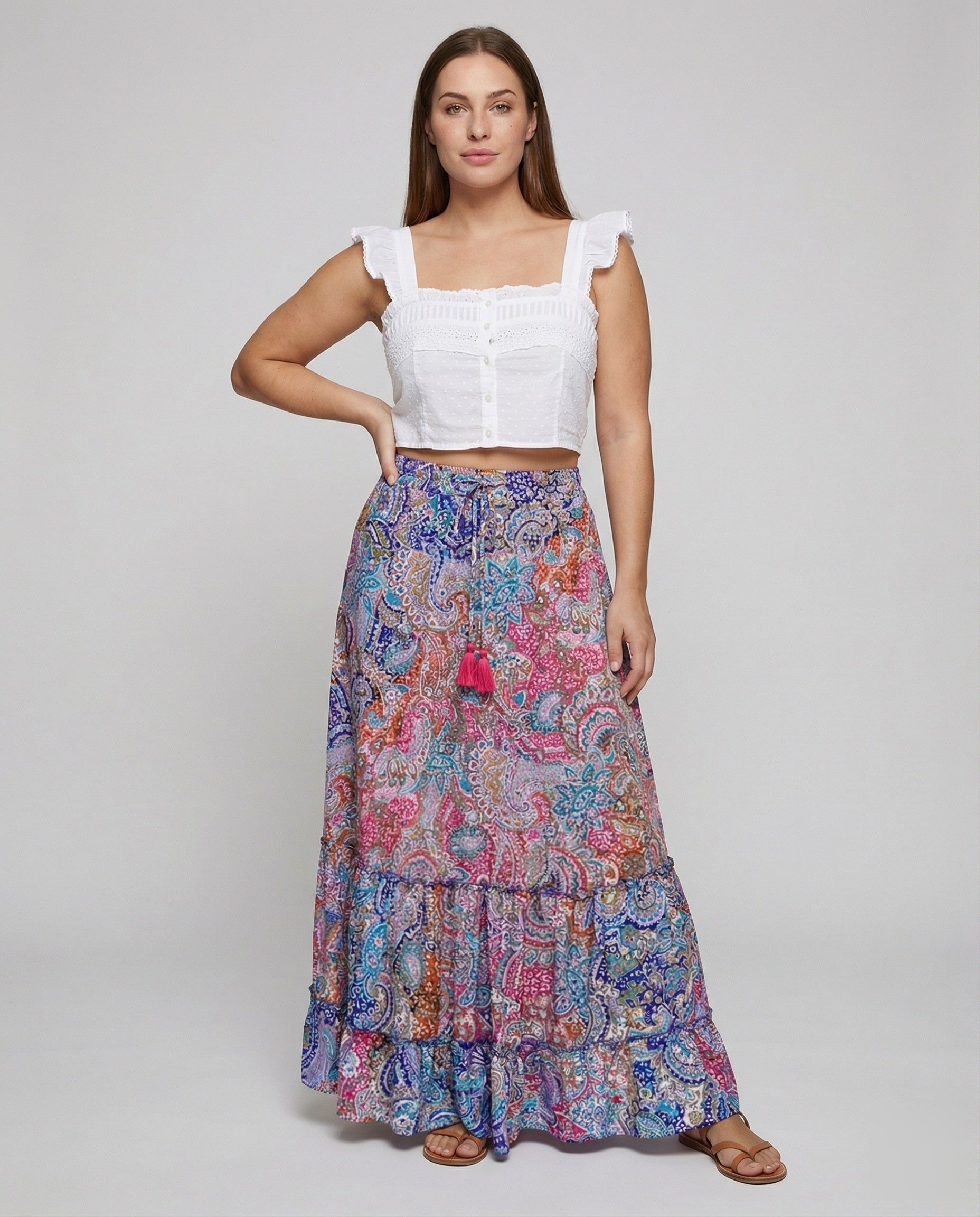 Damen Rock Boho Patchwork Gestuft Volant - Eveloria
