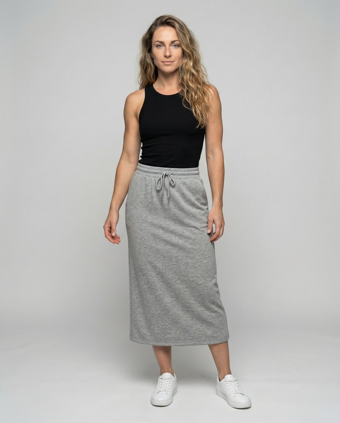 Damen Midirock Sweatlook Schwarz - Eveloria