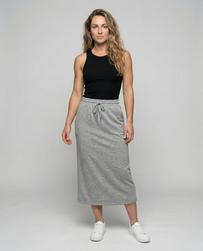 Damen Midirock Sweatlook Schwarz - Eveloria