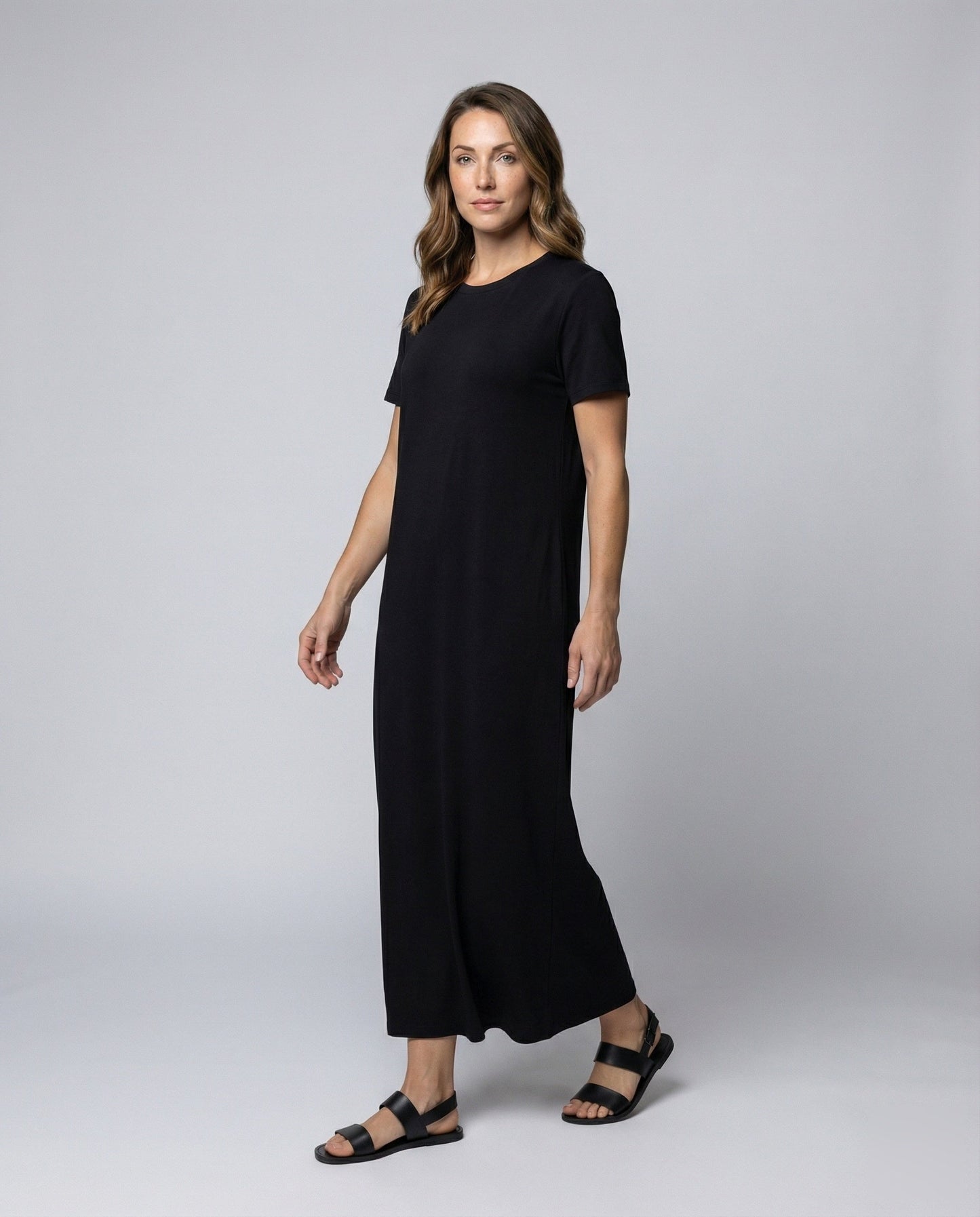 Damen Maxikleid T-Shirt-Style mit Seitenschlitz - Eveloria