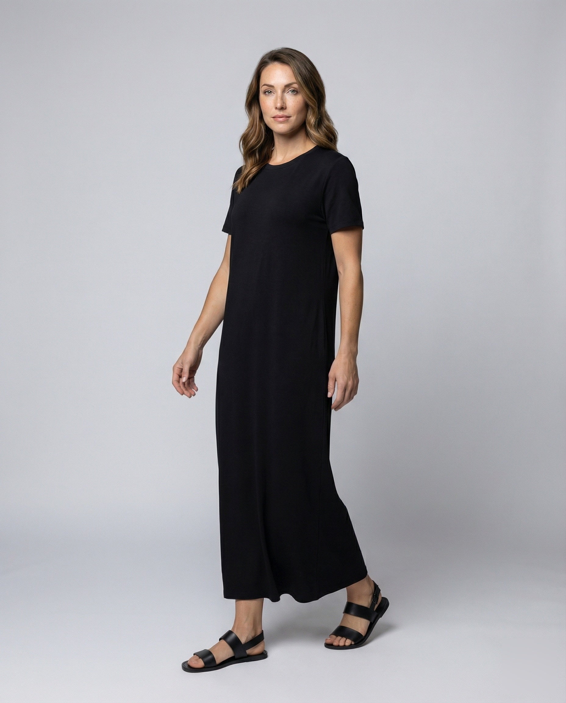 Damen Maxikleid T-Shirt-Style mit Seitenschlitz - Eveloria