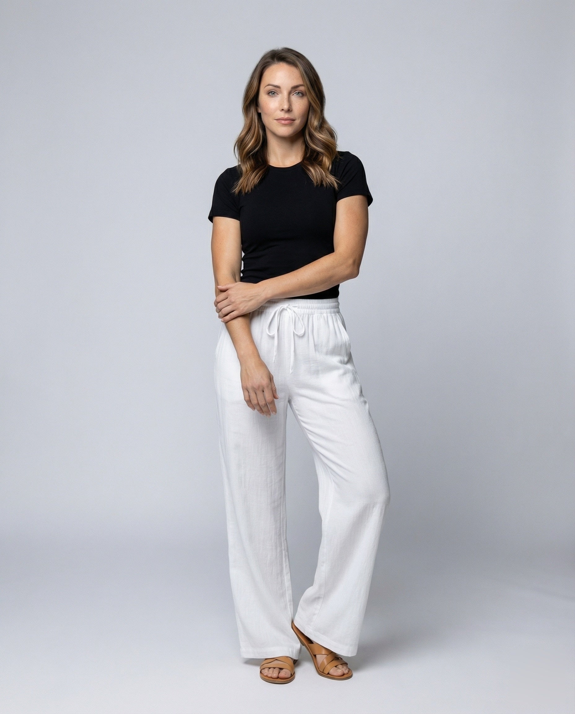Damen Leicht Baumwollhose Weites Bein - Eveloria