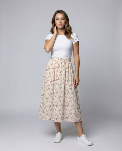 Damen A-Linie Midirock Leichter Chiffon - Eveloria