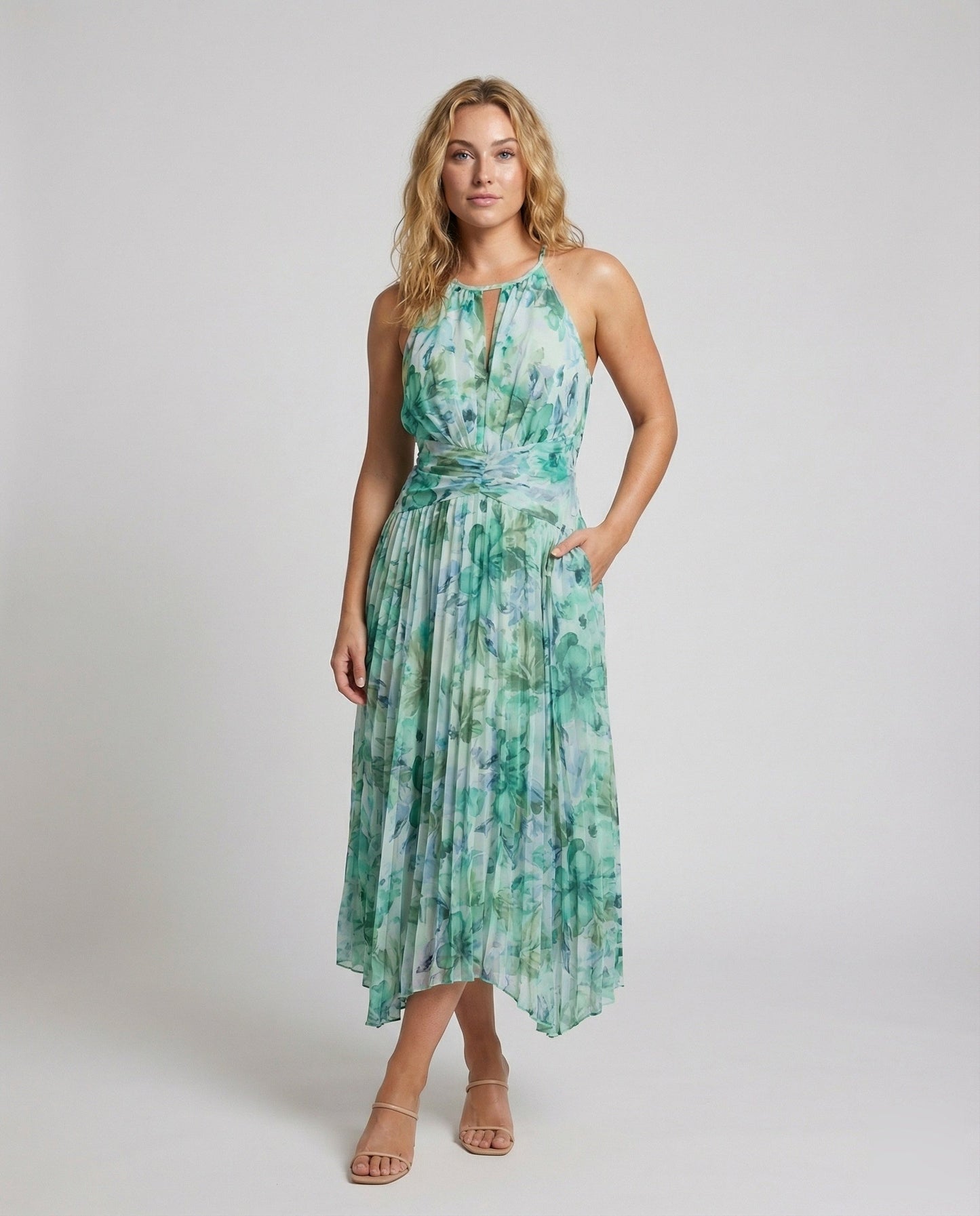 Damen Maxikleid mit Plissee Luftig Leicht - Eveloria