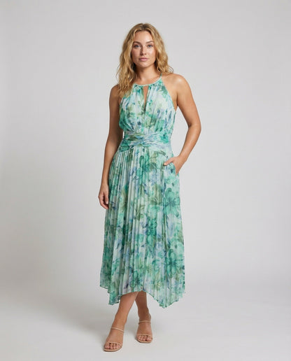 Damen Maxikleid mit Plissee Luftig Leicht - Eveloria