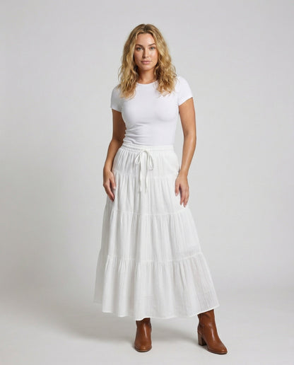 Damen Maxi-Lagenrock Voluminös Mehrschichtig Schwarz - Eveloria