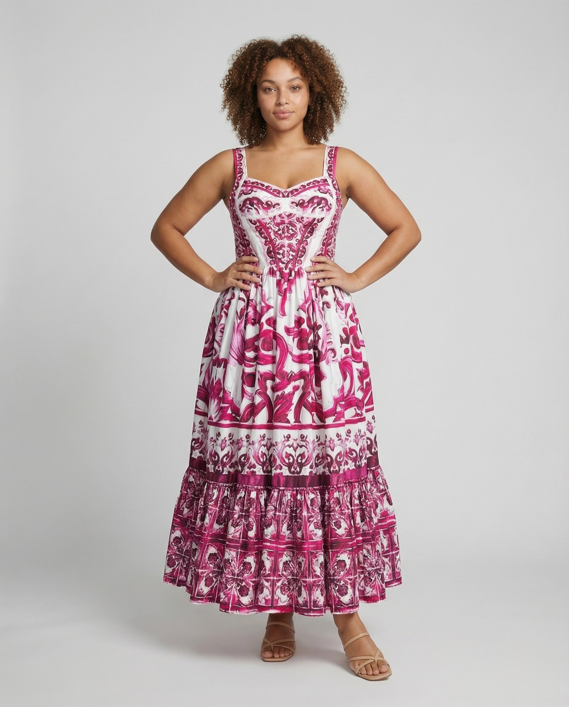 Damen Maxikleid Mediterraner Stil Stufenvolant - Eveloria