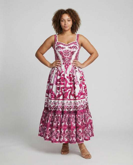 Damen Maxikleid Mediterraner Stil Stufenvolant - Eveloria
