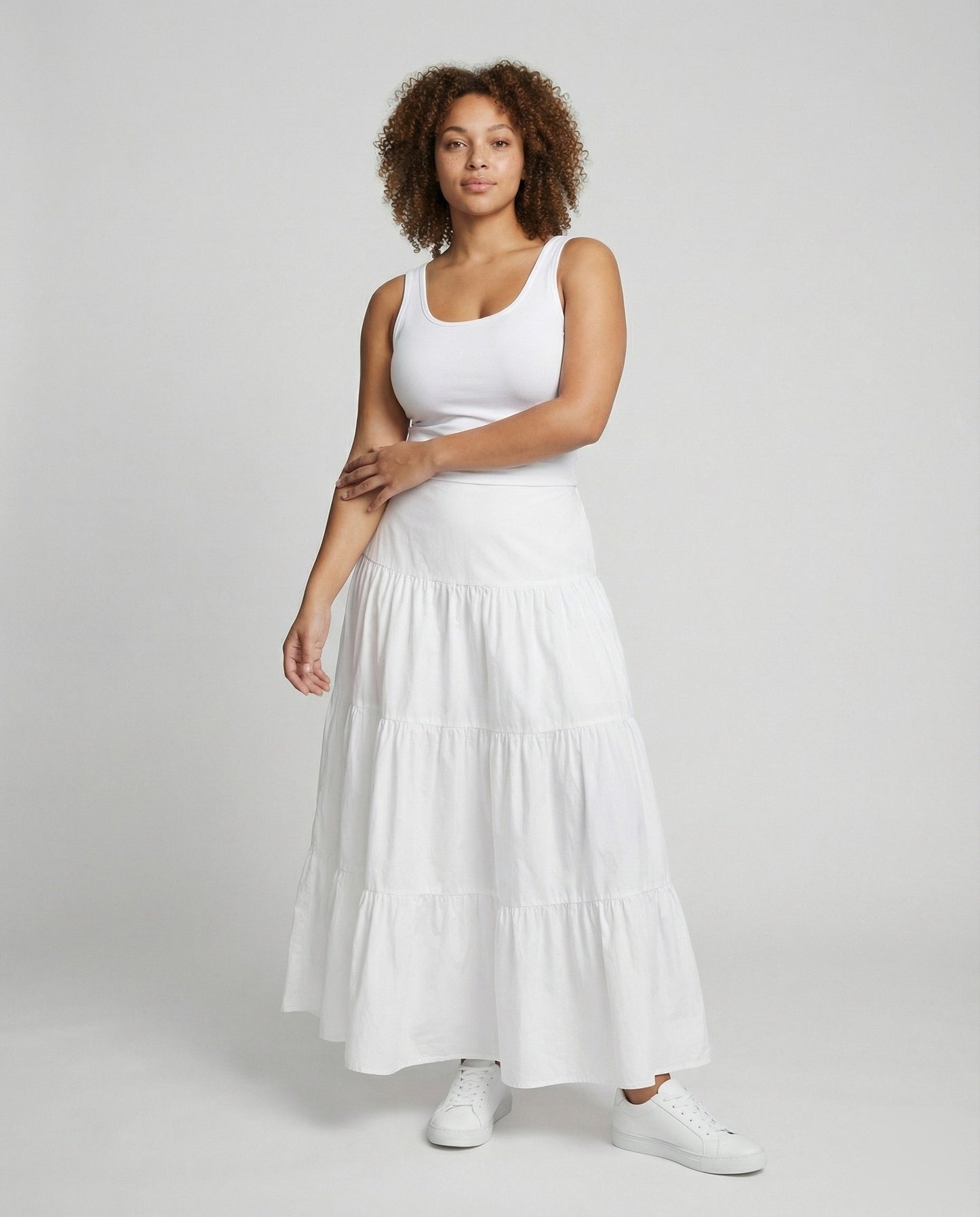 Damen Maxi-Stufenrock Mehrlagig mit Bindeband - Eveloria