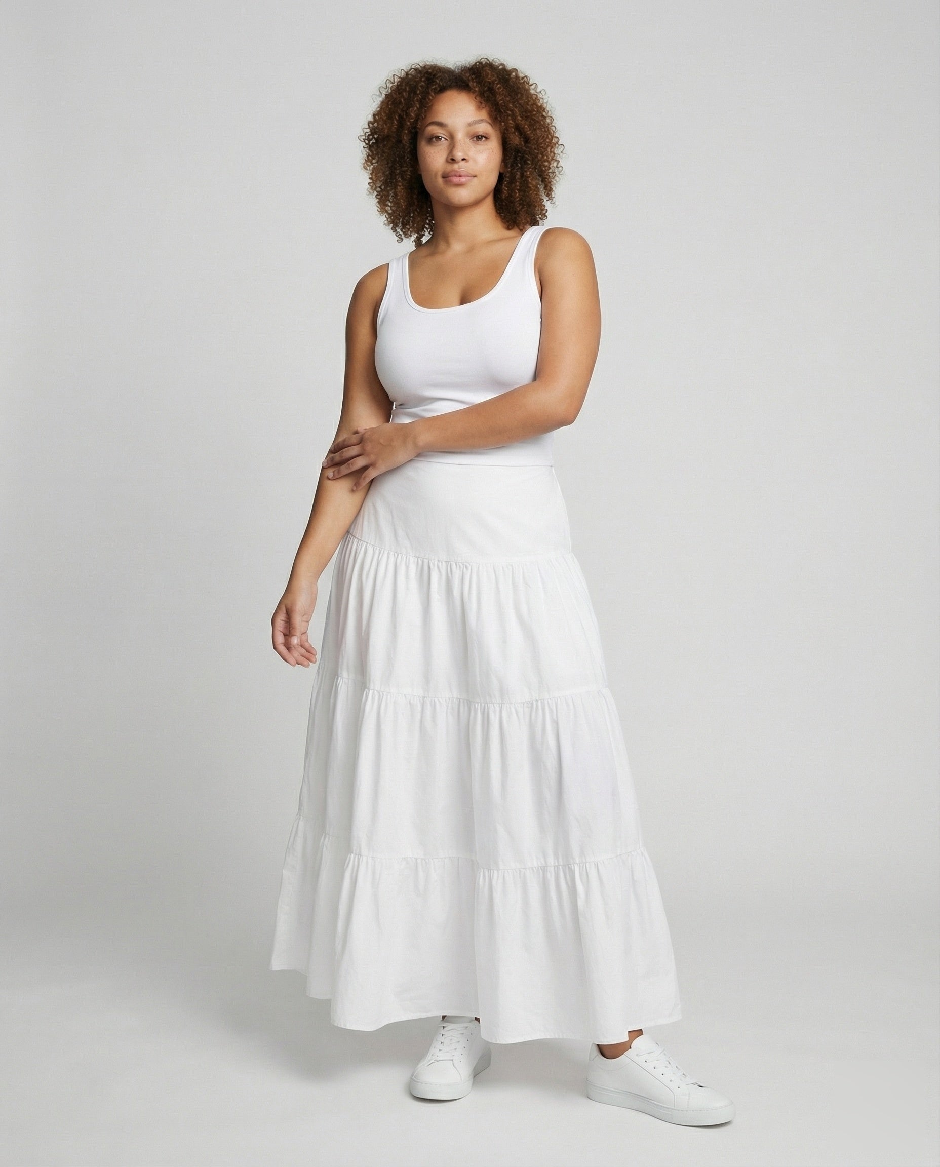 Damen Maxi-Stufenrock Mehrlagig mit Bindeband - Eveloria