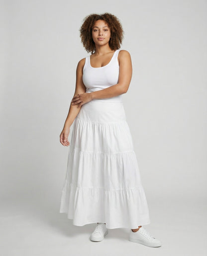 Damen Maxi-Stufenrock Mehrlagig mit Bindeband - Eveloria