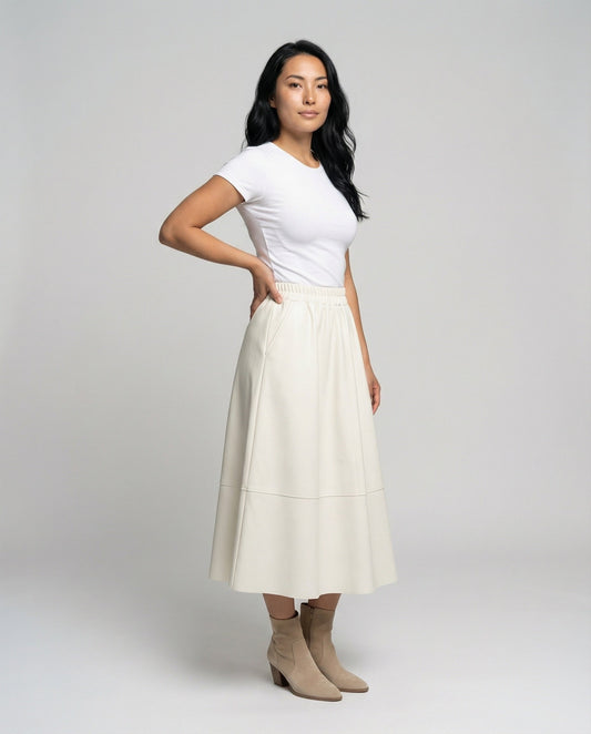 Damen Midirock Lederlook Abstufungen - Eveloria