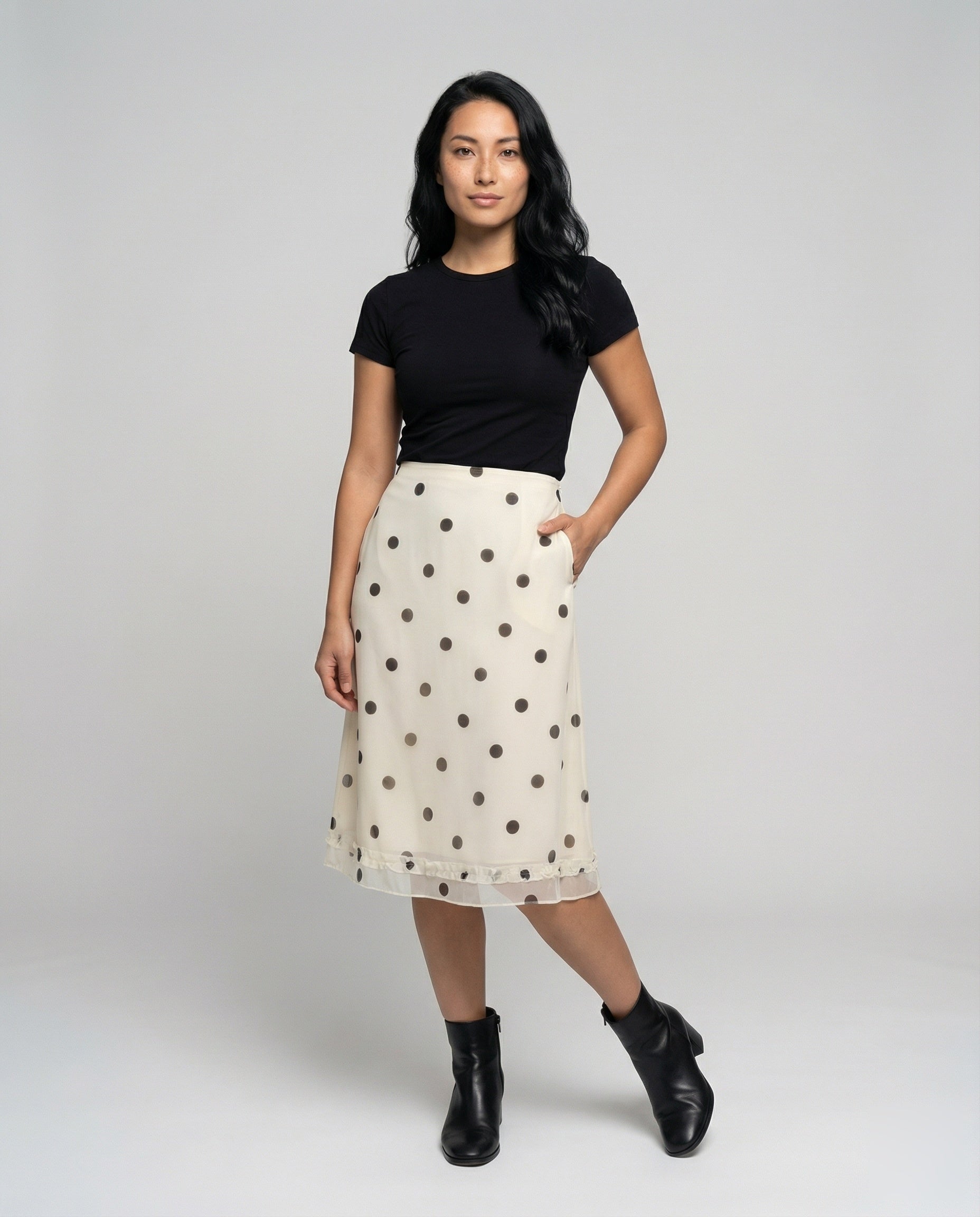 Damen Midirock Vintage Pünktchen Design - Eveloria