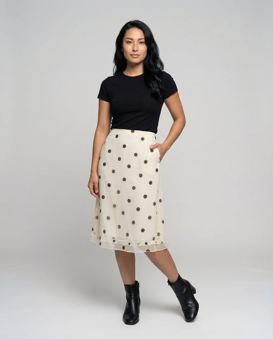 Damen Midirock Vintage Pünktchen Design - Eveloria