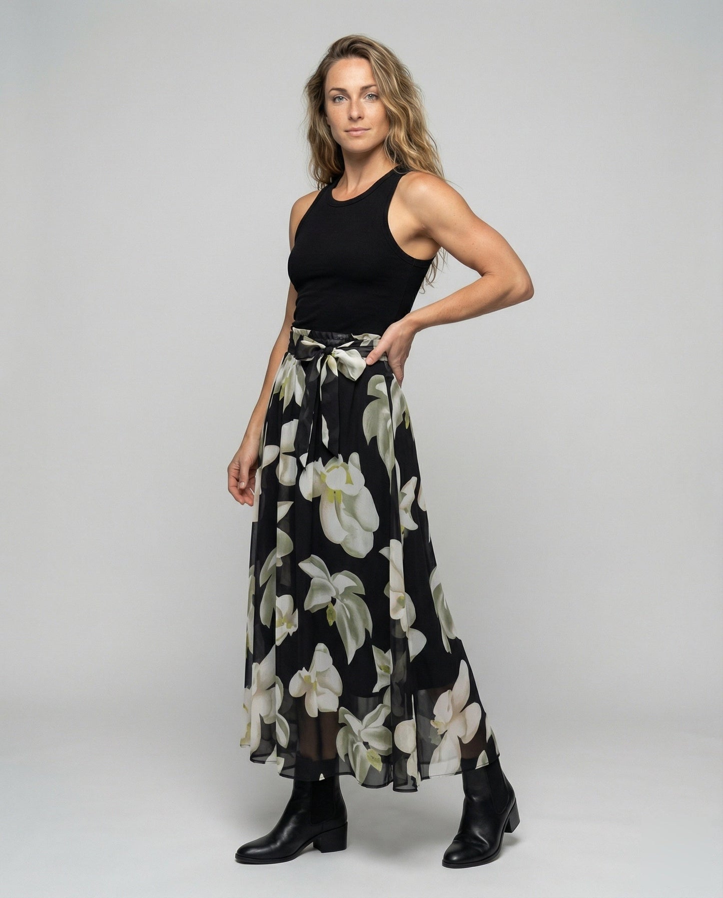 Damen Midaxi-Rock Blumenprint Leichter Stoff - Eveloria