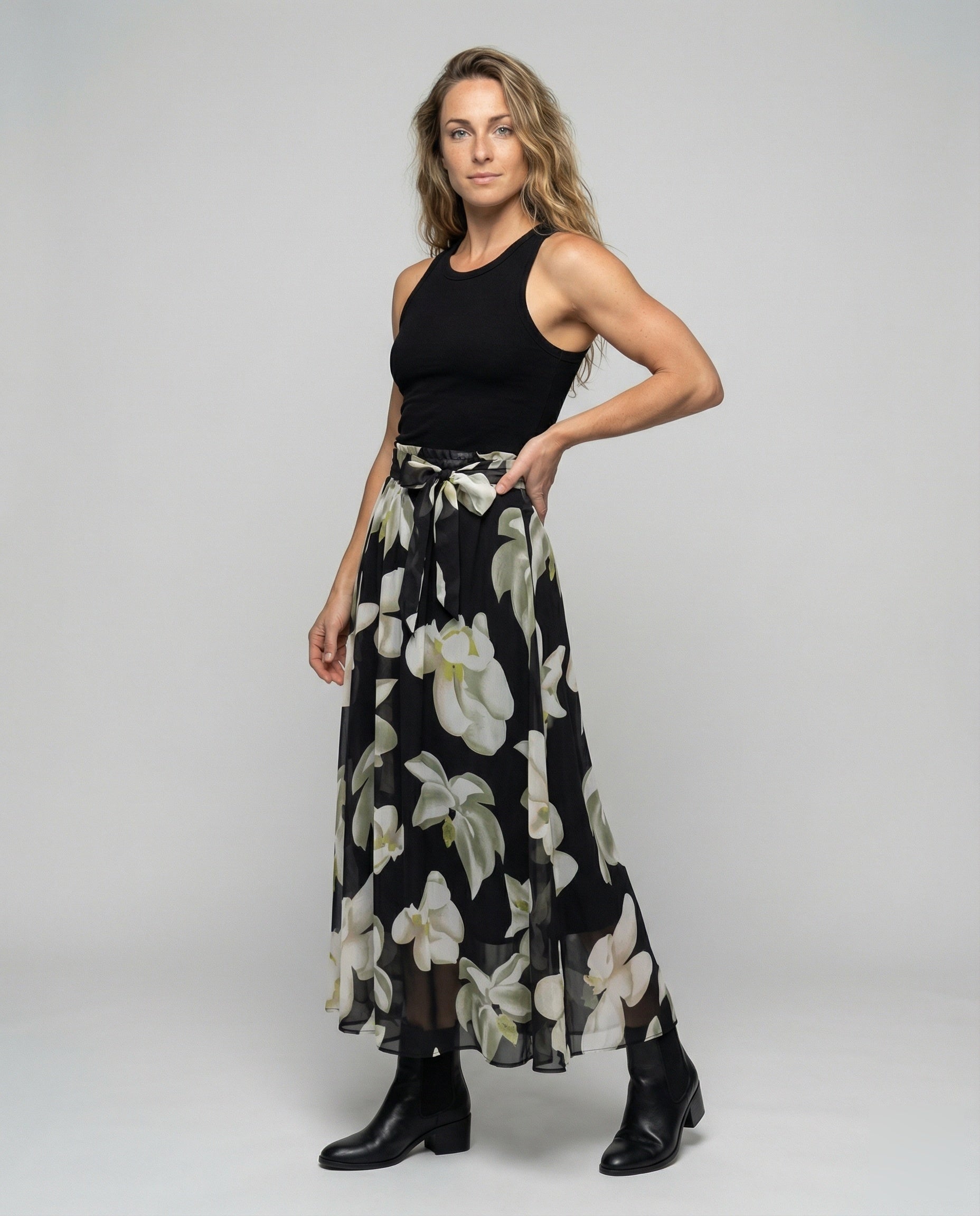Damen Midaxi-Rock Blumenprint Leichter Stoff - Eveloria