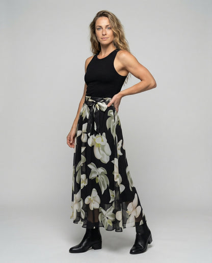 Damen Midaxi-Rock Blumenprint Leichter Stoff - Eveloria