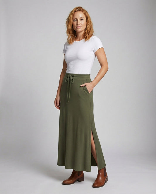 Damen Maxirock Fließendes Jersey Plissee - Eveloria