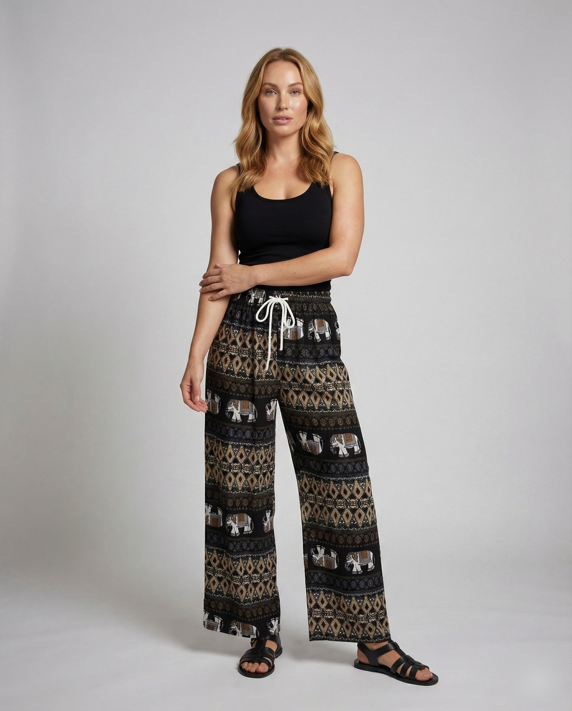 Damen Haremshose Ethno Elefantenprint - Eveloria