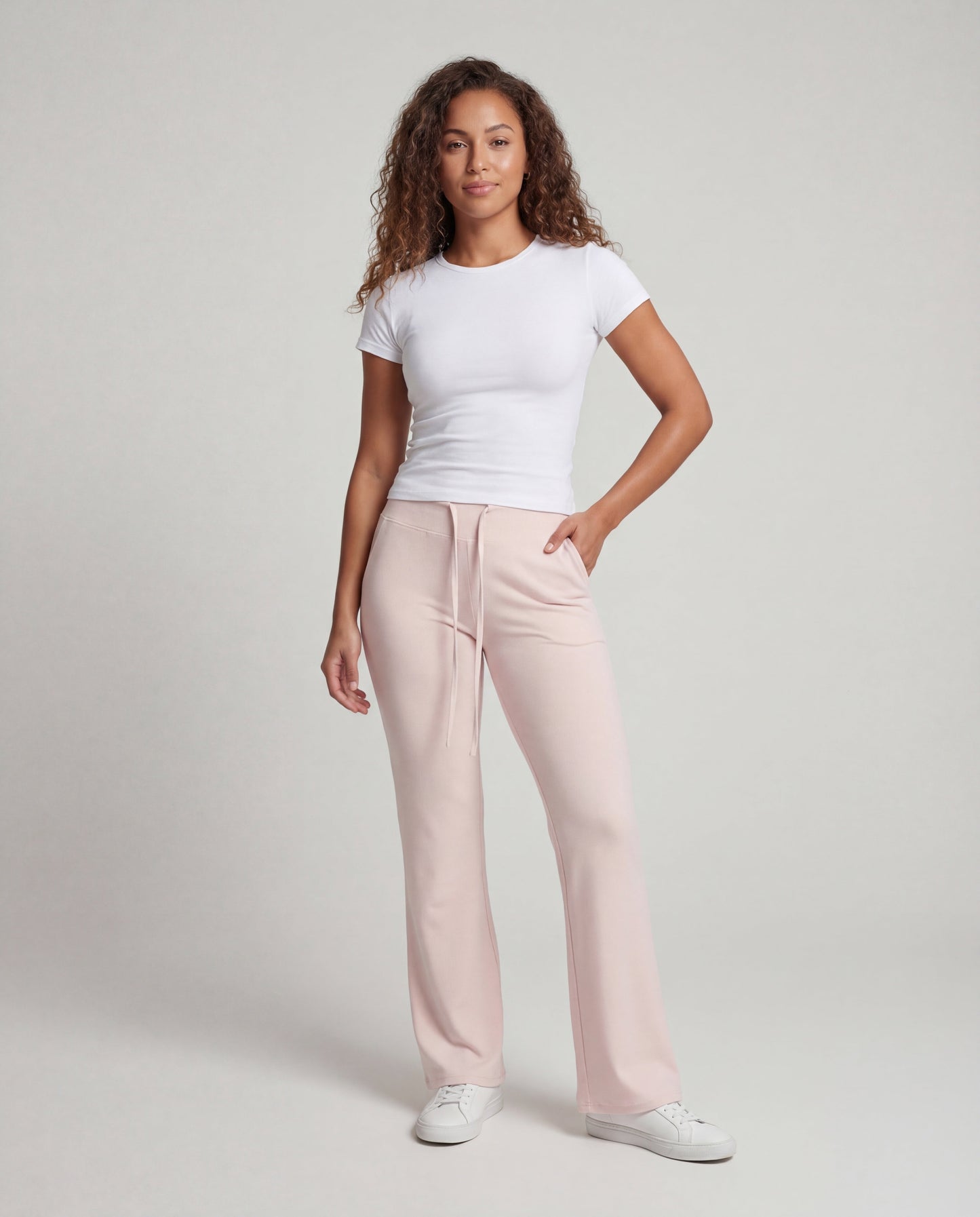 Damen Loungehose Baumwollmix Weit Hochgeschnitten - Eveloria