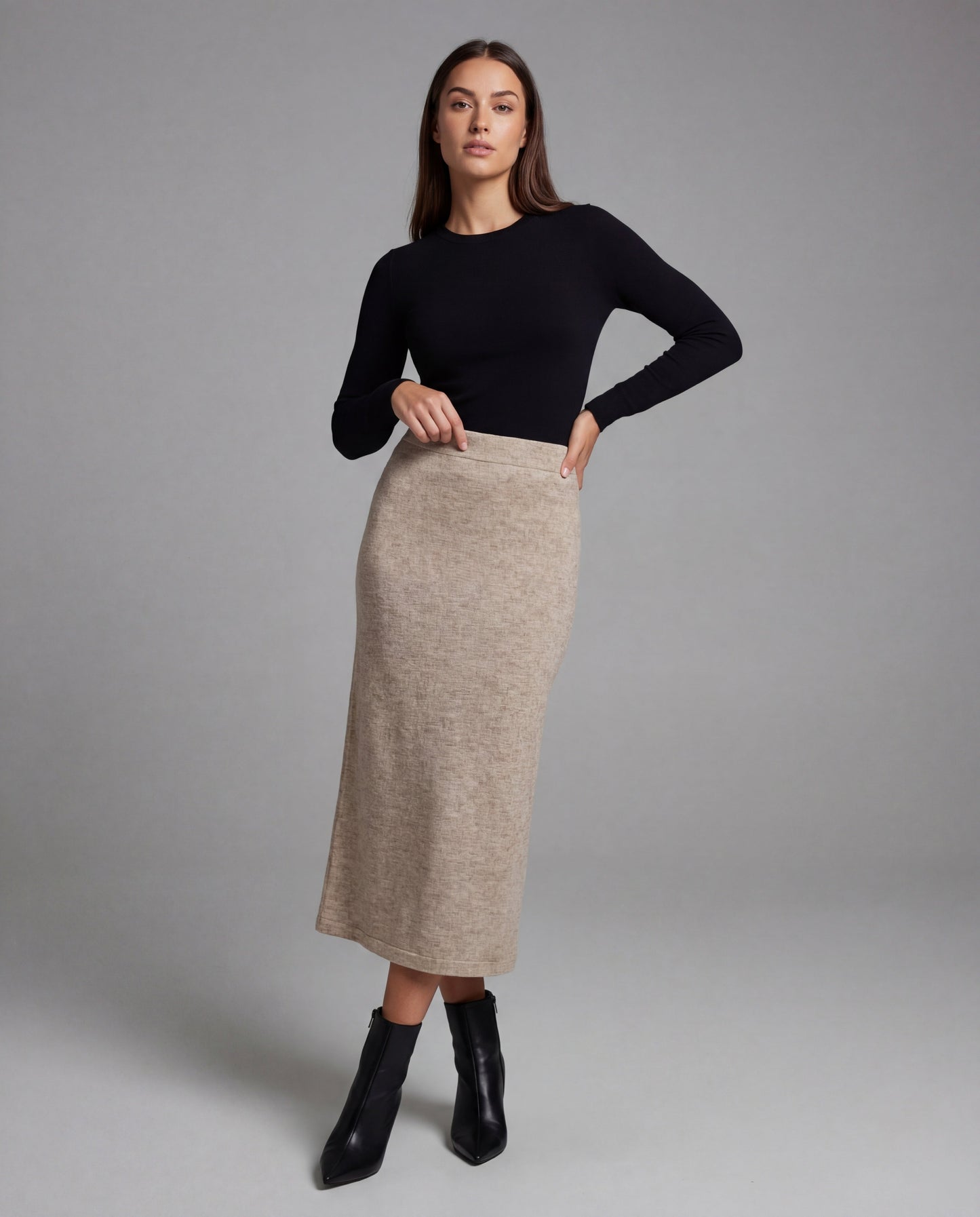 Damen Rippstrickrock Hochgeschnitten Tellerfall - Eveloria