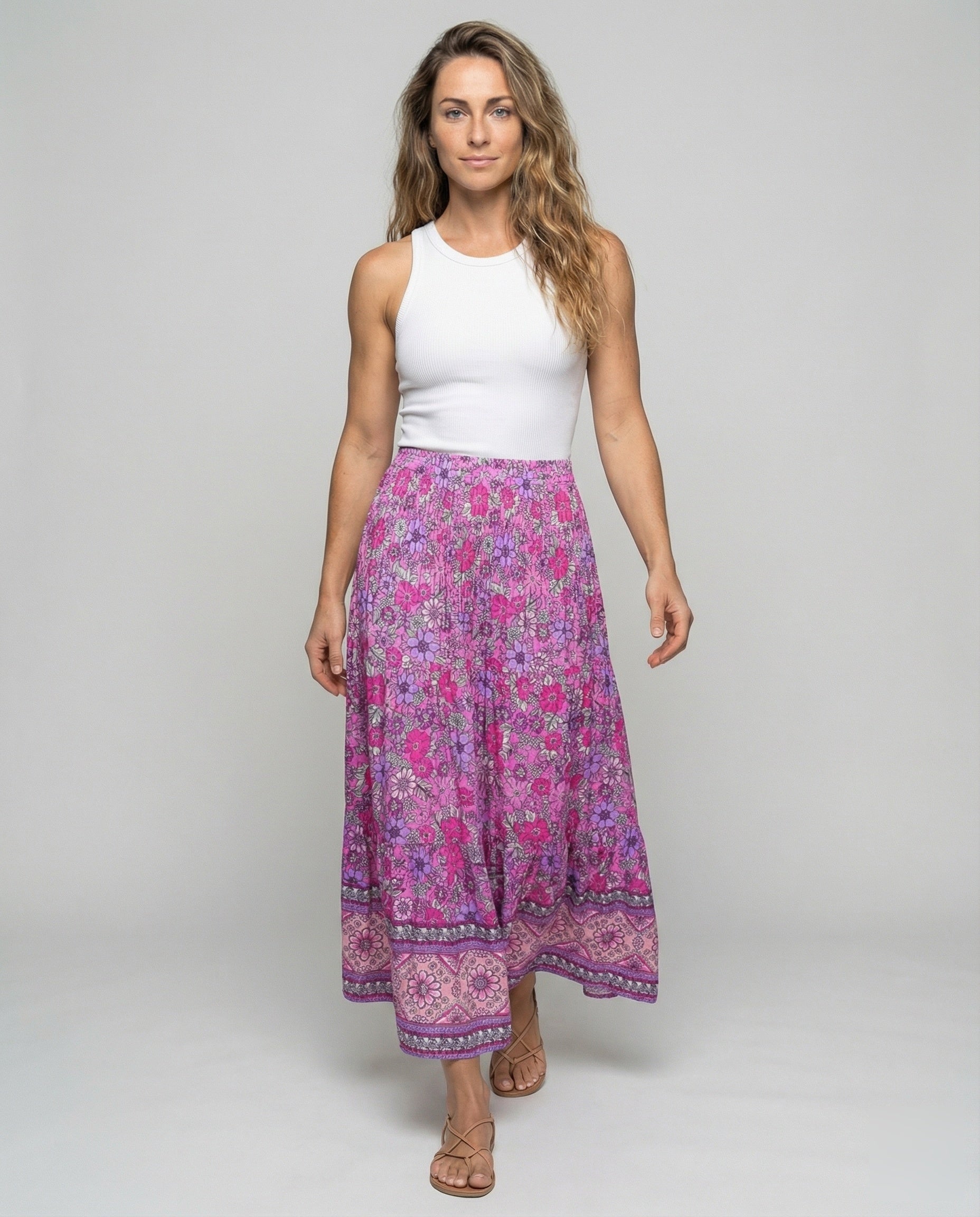 Damen Stufenrock Boho-Stil Knöchellang - Eveloria