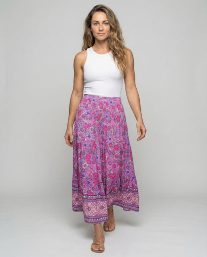 Damen Stufenrock Boho-Stil Knöchellang - Eveloria