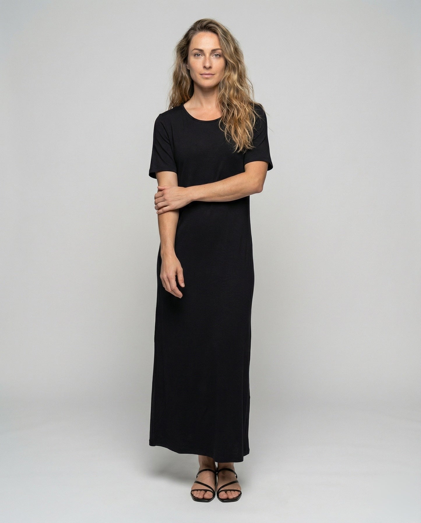 Damen Jersey-Kleid Knöchellang Baumwolle - Eveloria