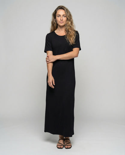 Damen Jersey-Kleid Knöchellang Baumwolle - Eveloria